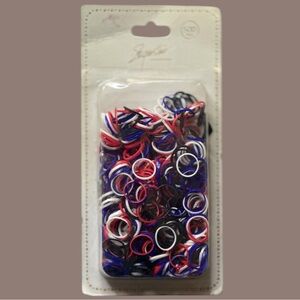 Pack of 500 Mini Elastic Hair Bands - Red, White, Blue & Black